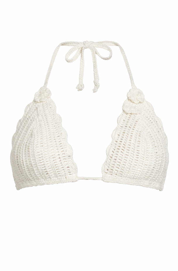 La Mer Embroidered Bikini Top